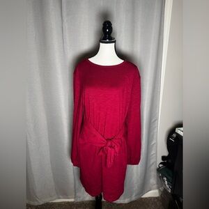 Casual Red Long Sleeve Dress